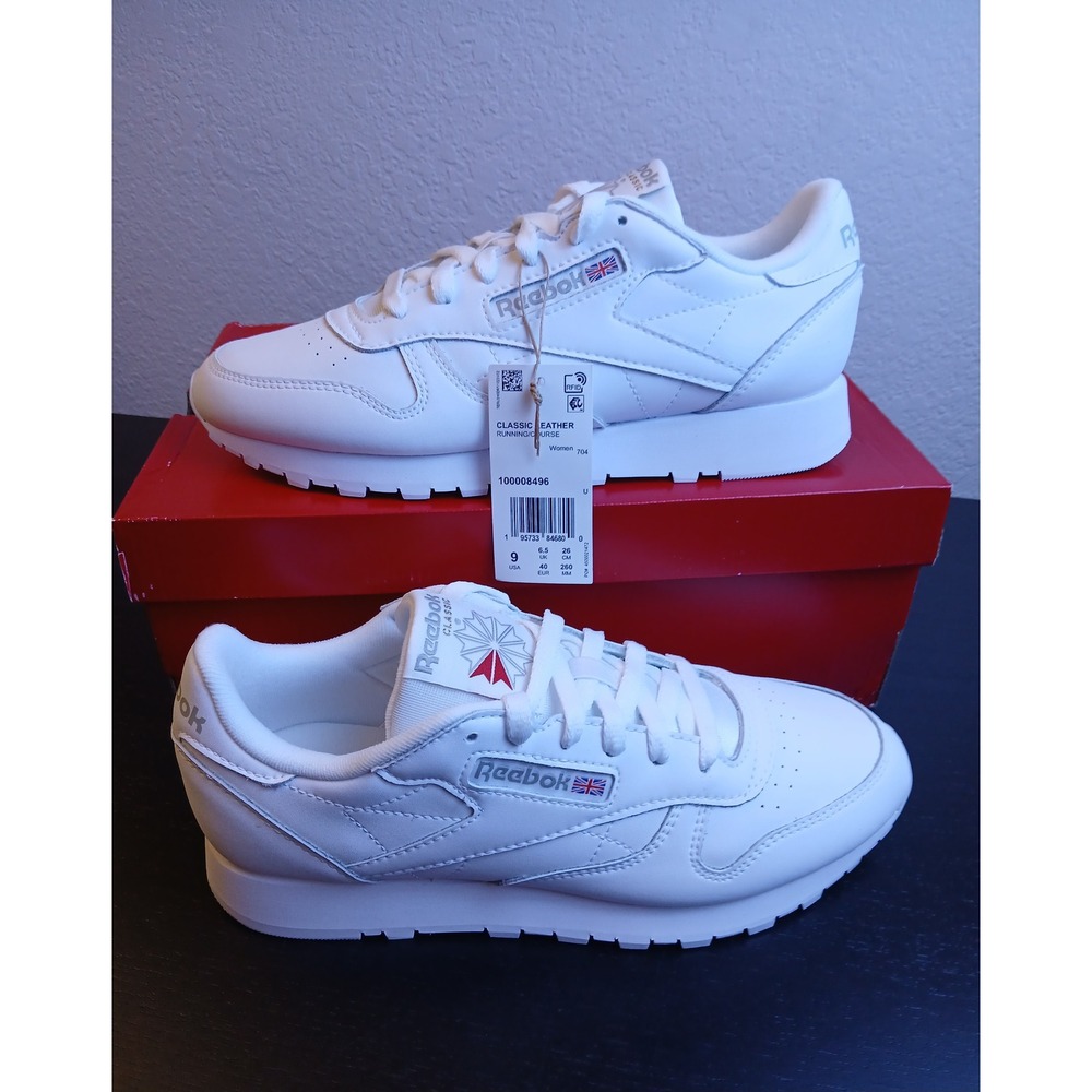 Reebok Classic Leather Women White Sneakers 100008496 Size 9 NEW